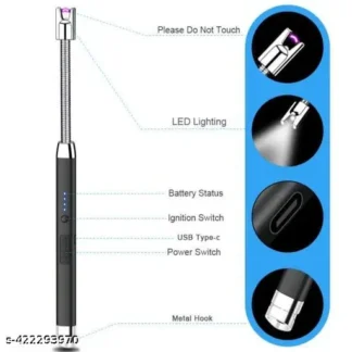 Candle Lighter, Electric Arc Windproof Lighter, 360° Flexible Neck, USB Rechargeable for BBQ, Grill, Camping, Fireplace, Stove